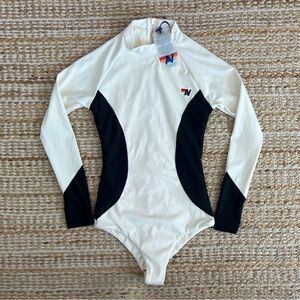 Aviator Nation Women's Size XS Black and White Swimsuit Color Block Surf Suit